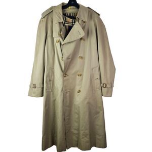 Vintage BURBERRY 1980's Camel Nova Check Trench Coat Liner Men's 42 L (No‎ Belt)